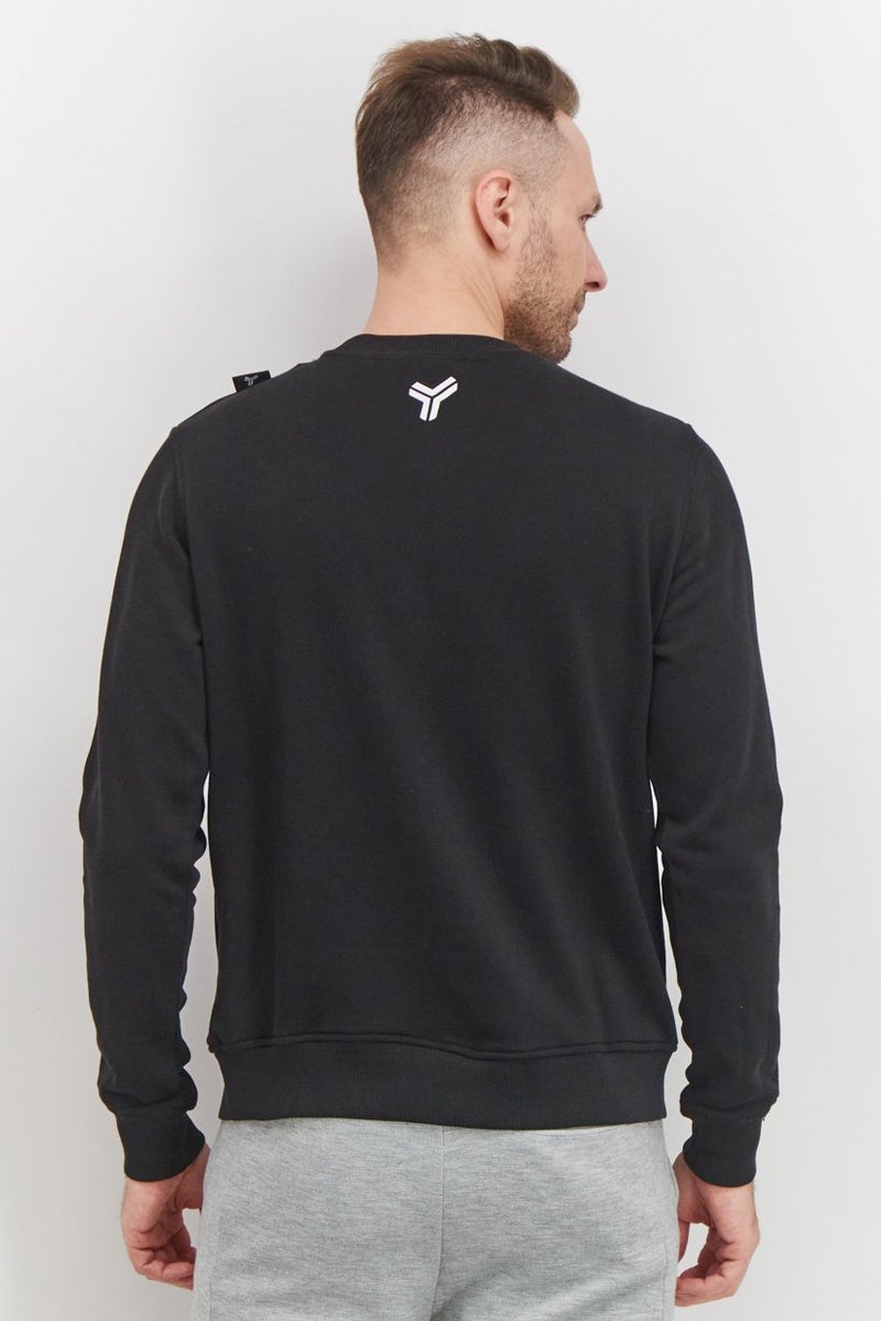 JOHN RICHMOND Men Sport Fit Crew Neck Brand Logo Sweatshirt, Black - Image 4